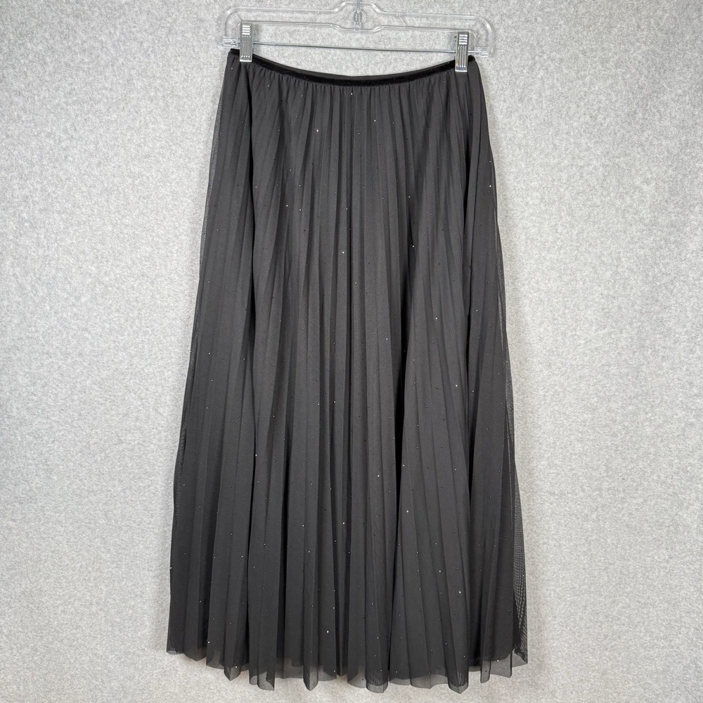 Network pleated midi skirt womens studded sparkle stretch womens 6 26"